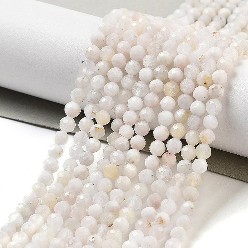 Brins de perles de pierre de lune arc-en-ciel naturelle, facettées, rondes 4mm — Perles à bijoux