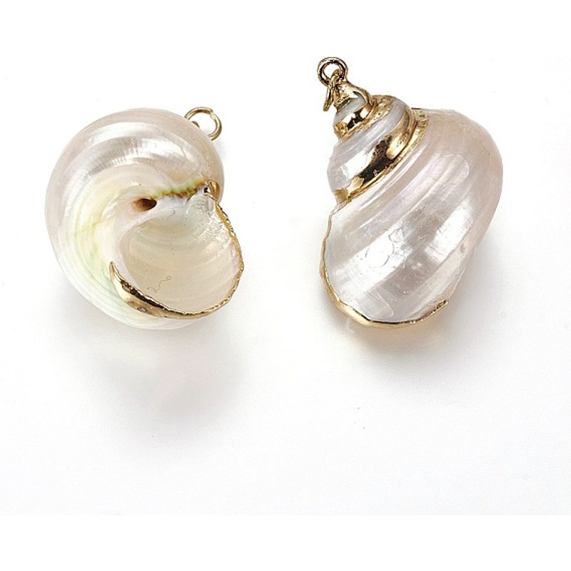 Electroplated Spiral Shell Pendants with Iron Findings, Golden — Charms & Pendants