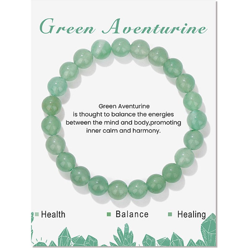 Bracelet Élastique Rond en Aventurine Verte Naturelle, 7-1/2 pouces — Bracelet Femme