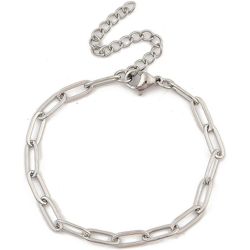 Bracelet en chaîne Paperclip en acier inoxydable 304 pour femmes, 6-1/8 pouces — Bracelet Femme