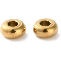 Ion Plating 304 Stainless Steel Donut Beads, 18K Gold Plated