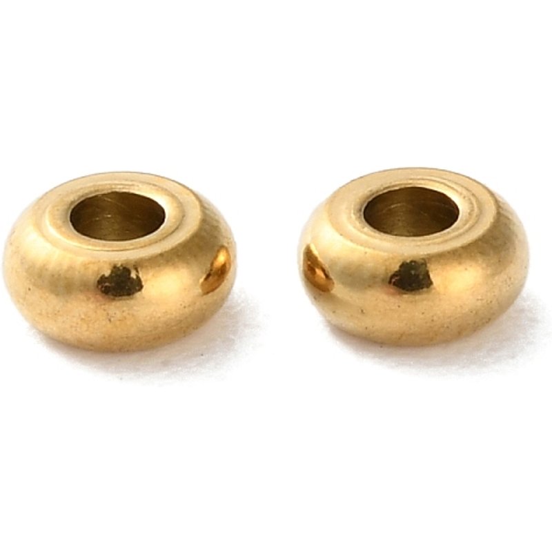 Perles en Acier Inoxydable 304 en Forme de Donut, Plaquées Or 18K — Perles à bijoux