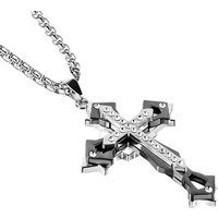 Collier en Acier Inoxydable avec Pendentif Croix Noir — Collier pendentif