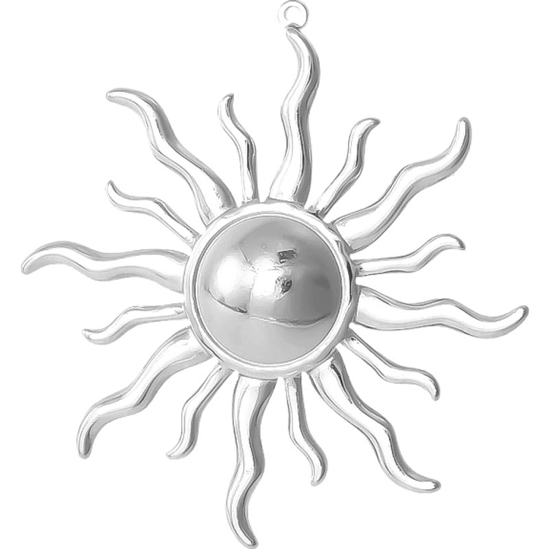 Pendentif en Acier Inoxydable 304, Charm Soleil, 42x39mm — Breloques et pendentifs