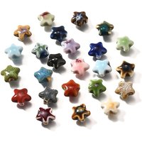 Handmade Porcelain Star Beads, Mixed Colors, 13.5x15x7.5mm — Jewelry Beads