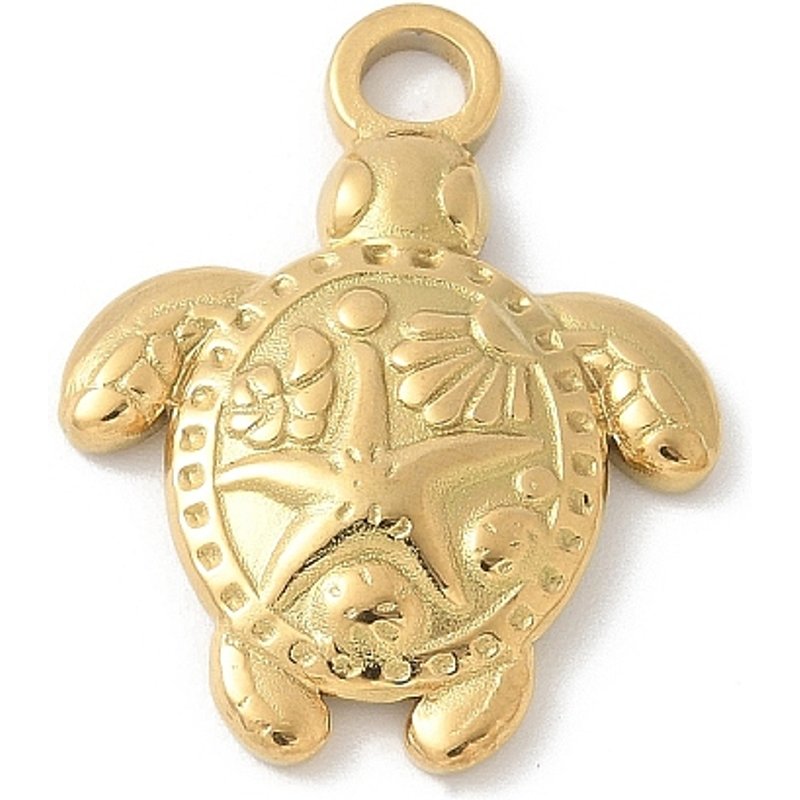 Pendentifs en Acier Inoxydable 304, Tortue avec Charms Étoile de Mer, Plaqué Or 18K — Breloques et pendentifs