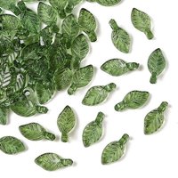 Charms en Acrylique Transparent - Feuille Verte, 10.5x5x3.5mm — Breloques et pendentifs