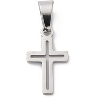 304 Stainless Steel Cross Pendant, 18x10x1mm, Hole 6x3mm — Charms & Pendants