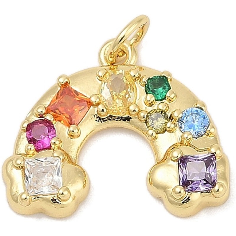 Charms Arc-en-Ciel en Zircon Cubique Micro Pave en Laiton, Plaqué Or 18K — Breloques et pendentifs