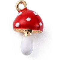 Golden Mushroom Alloy Enamel Charm with 1.4mm Hole — Charms & Pendants