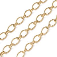 Chaînes en Acier Inoxydable 304 Ovales avec Plaquage en Or 18K, Rouleau de 10m