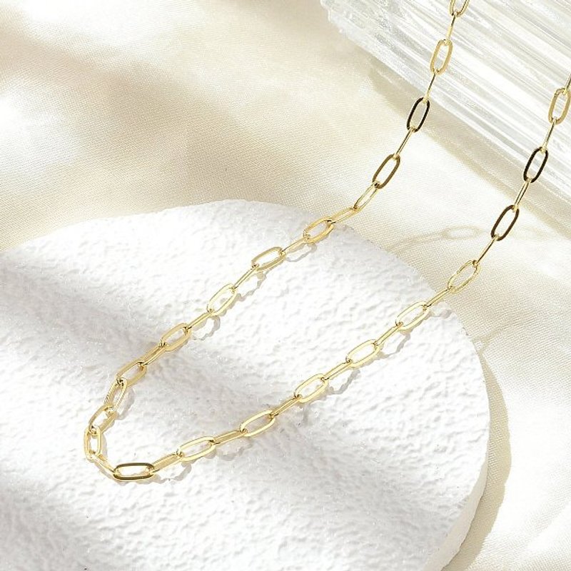Collier en Chaîne Paperclip en Laiton, Plaqué Or 18K, 17.52 pouces — Collier pendentif
