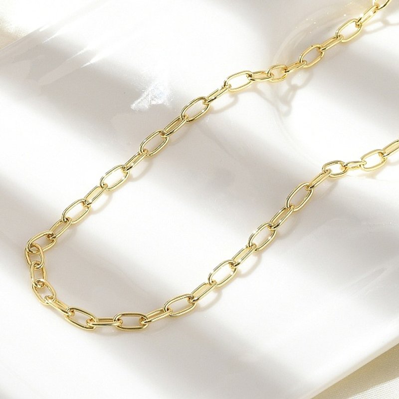 Collier en Chaîne en Laiton, Plaqué Or 18K, 16.93 pouces — Collier pendentif