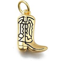 Charm en Émail de Bottes de Cowboy en Laiton avec Anneau, Plaqué Or 18K