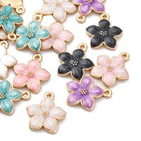 Pendants en Émail en Alliage de Zinc, Fleur, Couleurs Mélangées Dorées — Breloques et pendentifs