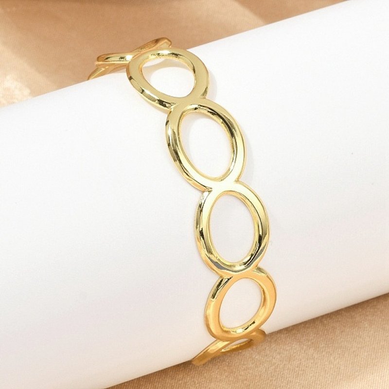 Bracelet Cuff Creux en Acier Inoxydable 304 pour Femmes, Plaqué Or 18K — Bracelet Femme
