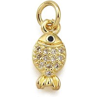Brass Micro Pave Cubic Zirconia Fish Charms with Jump Ring — Charms & Pendants