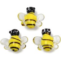 Handmade Lampwork Beads, Bees, Yellow, 15.5-16.5mm