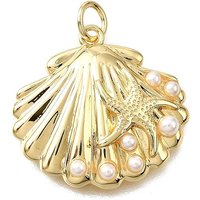 Brass ABS Plastic Pearl Shell Pendants with Starfish Pattern — Charms & Pendants