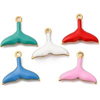 Charm en Acier Inoxydable 304 Émaillé - Animal Marin, Queue Dorée — Breloques et pendentifs