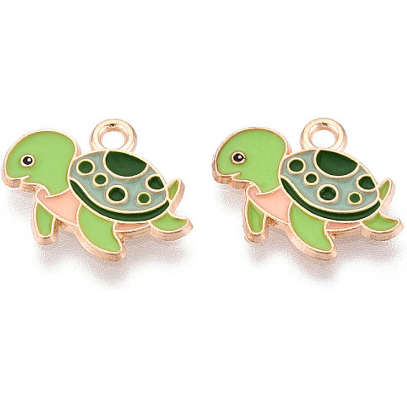 Pendentif en Émail Alliage Animaux Marins - Tortue - Or Clair — Breloques et pendentifs