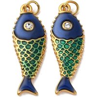 Pendentif en Acier Inoxydable 304 en Forme de Poisson avec Strass et Anneau — Breloques et pendentifs