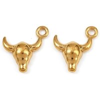 304 Stainless Steel Cattle Head Charm, 18K Gold Plated — Charms & Pendants