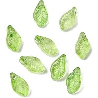 Perles en Verre en Forme de Feuille Vert Jaune avec Trou de 0,8mm — Perles à bijoux