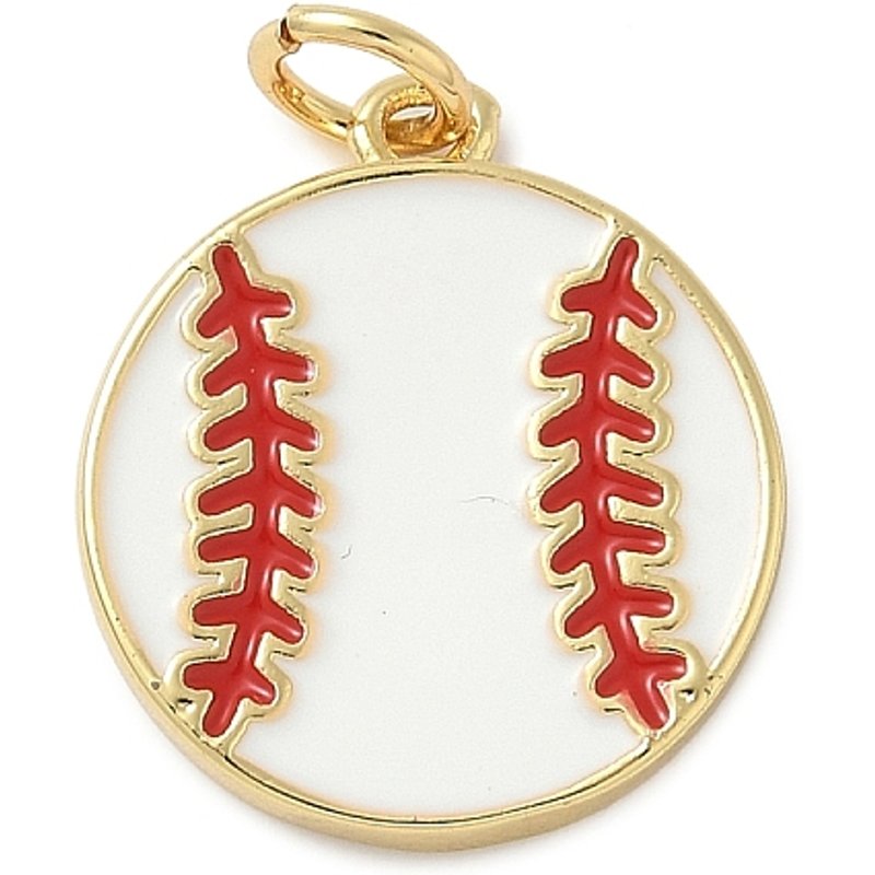 Brass Enamel Baseball Charm Pendant with Jump Ring — Charms & Pendants