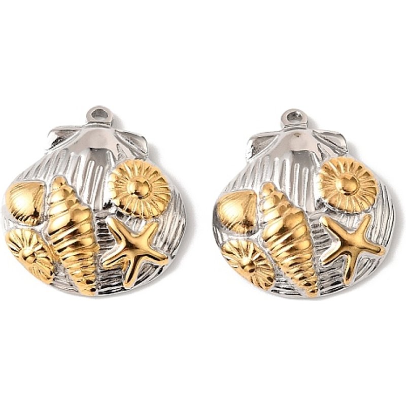 304 Stainless Steel Shell Pendants with Starfish & Conch — Charms & Pendants