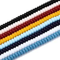 Electroplate Opaque Solid Color Glass Beads Strands, Rondelle, Mixed Color — Jewelry Beads