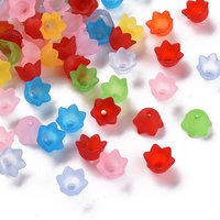 Transparent Acrylic Beads Caps, Tulip Flower, Mixed Colors, 2100pcs