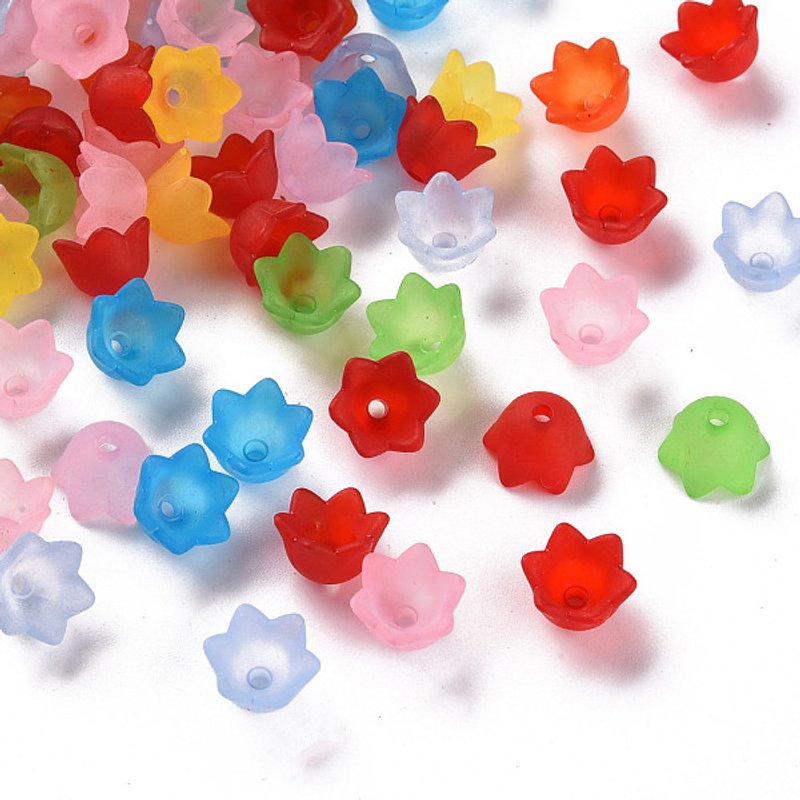 Transparent Acrylic Beads Caps, Tulip Flower, Mixed Colors, 2100pcs — Jewelry Beads