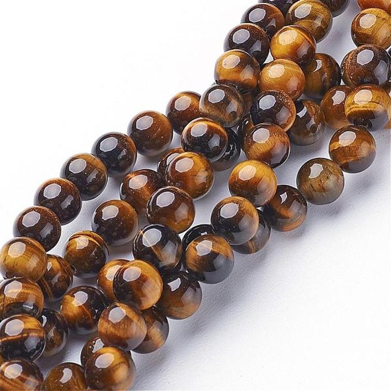 Brins de perles en œil de tigre de grade A, 8 mm, 15 pouces — Perles à bijoux