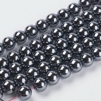 Brins de perles en hématite synthétique non magnétique, noires, 8mm, 53pcs — Perles à bijoux