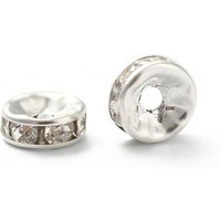 Perles Espaceurs en Cristal Rhinestone Grade A, Argent, 7-8mm — Perles à bijoux