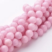 Brins de perles rondes en jade Mashan naturel teintées, rose perle, 10mm — Perles à bijoux