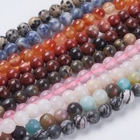 Fil de Perles Gemmes Naturelles Mélangées, Rondes 8mm, 49pcs/fil — Perles à bijoux