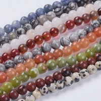 Natural Mixed Gemstone Beads Strands, Round, 6mm, 15 inch — Jewelry Beads