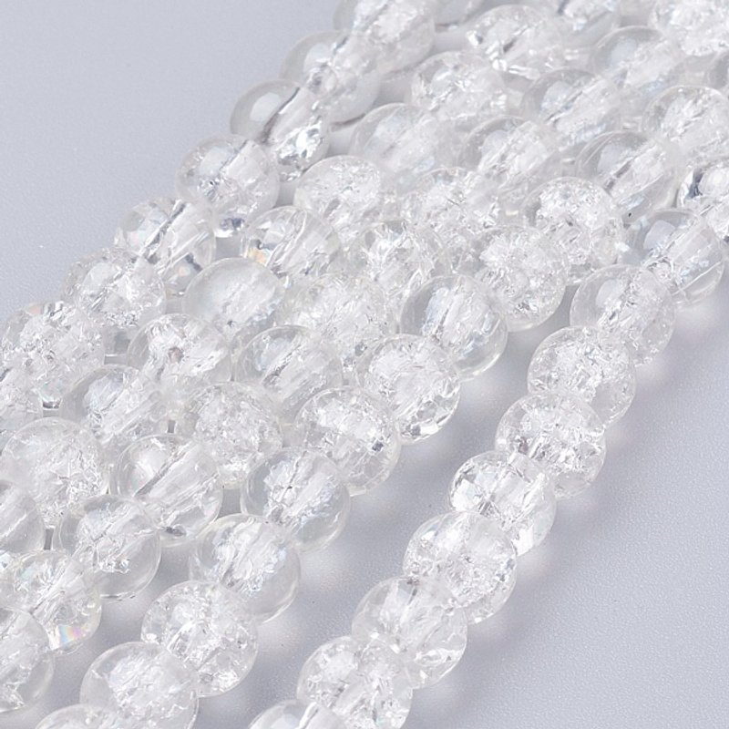 Spray Painted Crackle Glass Beads Strands, Round, Clear, 6mm — Jewelry Beads
