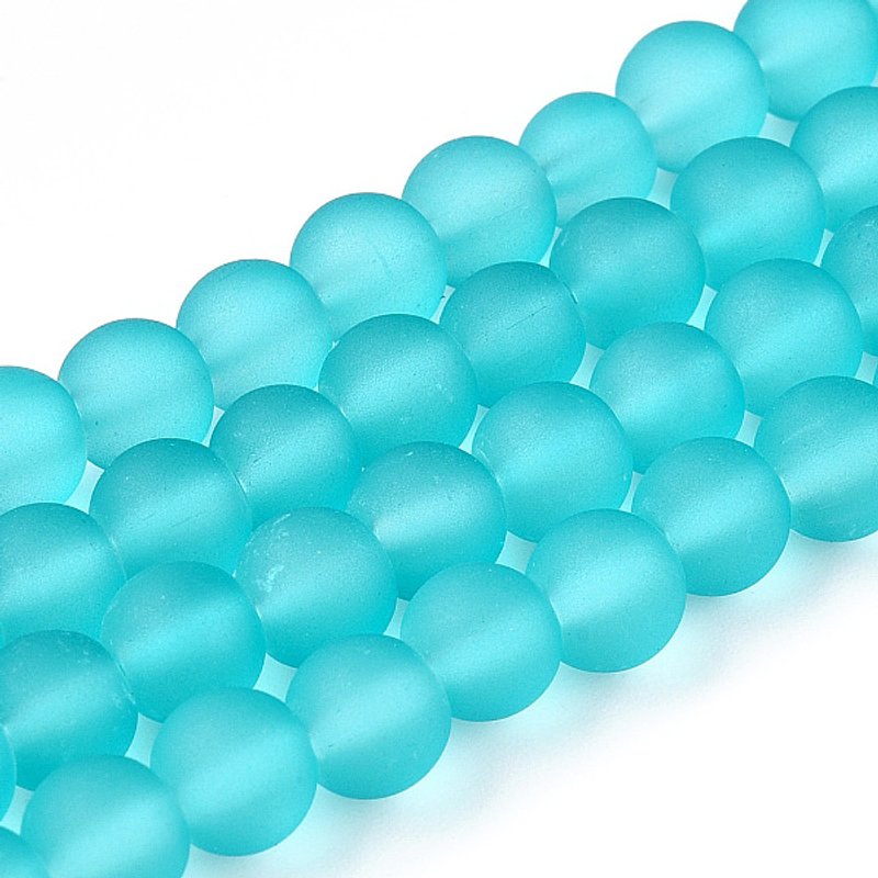 Transparent Frosted Glass Bead Strands, Dark Turquoise, 6mm — Jewelry Beads