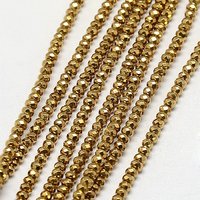 Brins de Perles en Hématite Synthétique Électroplaqué, Facetté, Plaqué Or — Perles à bijoux