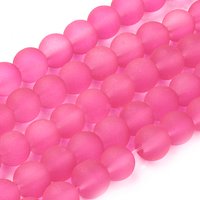 Transparent Frosted Glass Bead Strands, Deep Pink, 8mm, 99pcs — Jewelry Beads