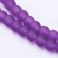 Brins de Perles en Verre Transparent, Givrées, Rondes, Violettes, 6mm, 140pcs — Perles à bijoux