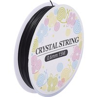 Fil Élastique Cristal, Corde à Perles Élastique, Noir, 0.6mm