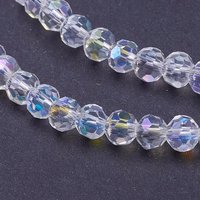 Brins de perles en verre électroplaqué, couleur AB, facettées, rondes, 4mm — Perles à bijoux