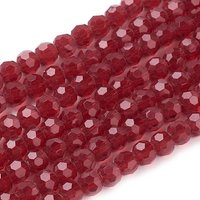 Fil de Perles en Verre, Facettées Rondes Rouge Foncé, 4mm, 87-93pcs — Perles à bijoux