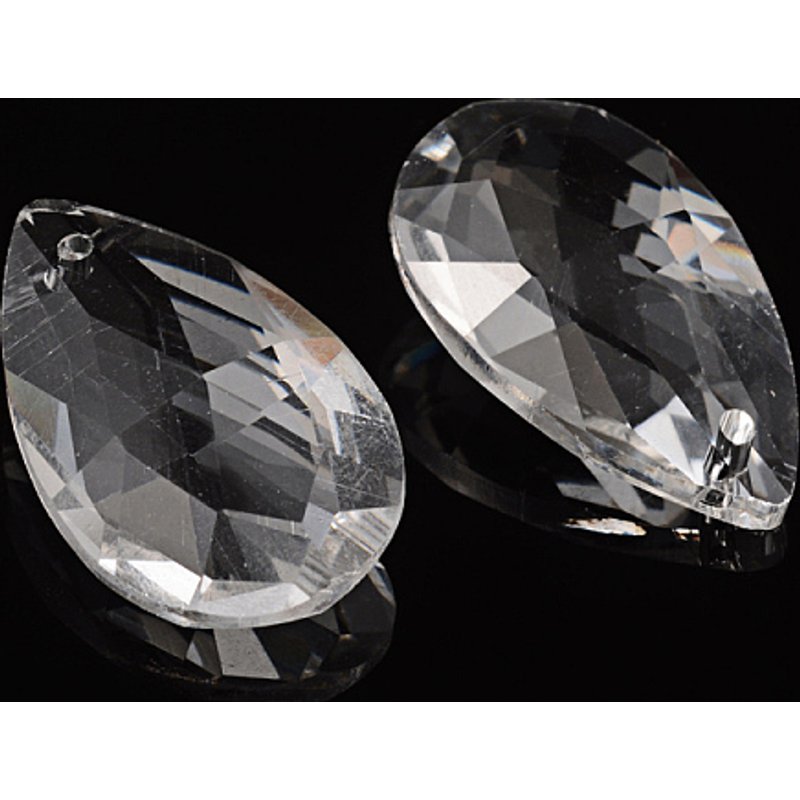 Faceted Teardrop Transparent Glass Pendants, Clear, 28x17x9mm — Charms & Pendants