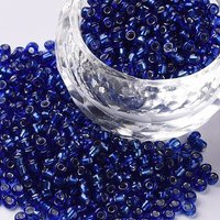 8/0 Blue Glass Seed Beads with Silver Lining - 3mm, 1mm Hole — Jewelry Beads