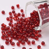 6/0 Glass Seed Beads, Silver Lined, Round, Red, 4mm — Jewelry Beads